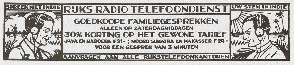 Advertentie voor telefoneren met Nederlands Indië